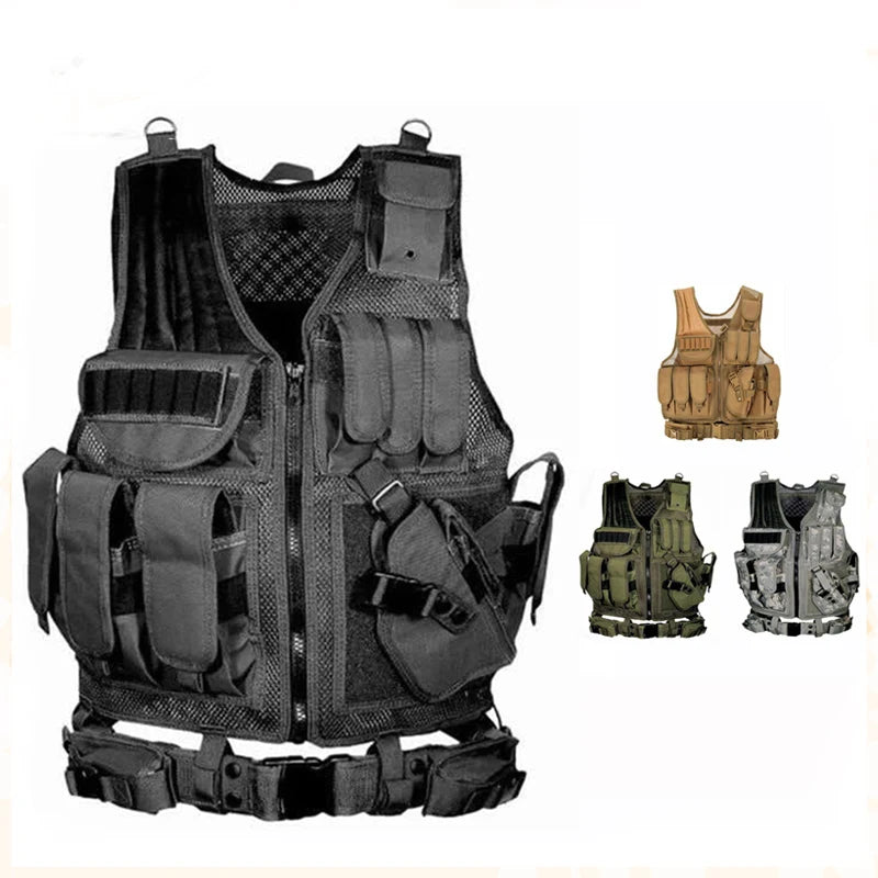 Tactical Molle Vest Adjustable Combat Body Armor For Airsoft