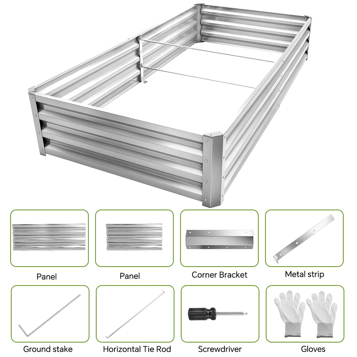 Galvanized Metal Raised Garden Bed Outdoor Planter Box For Vegetables