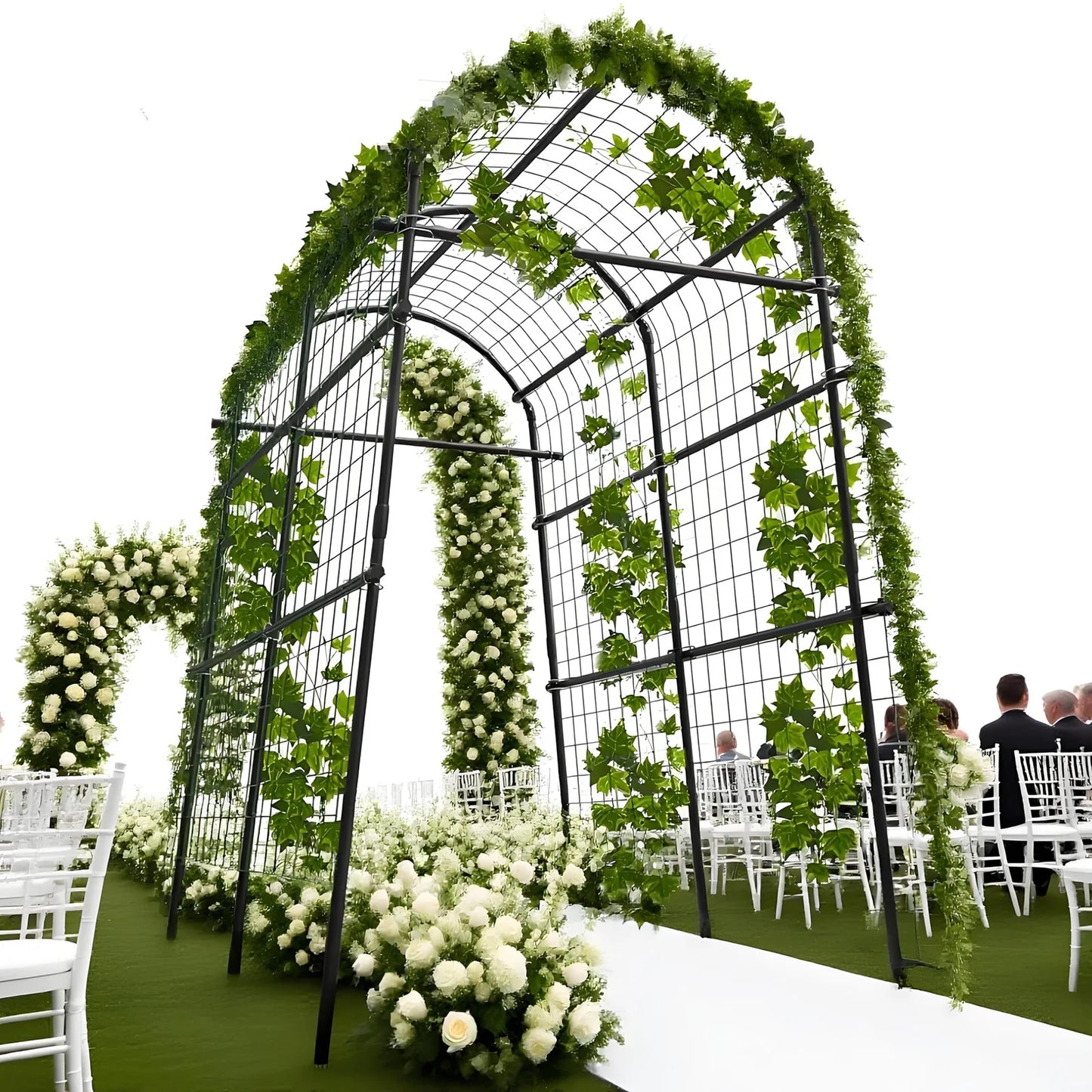 Extra Tall 7.5FT Garden Arch Trellis, 35-45in Adjustable Outdoor Arbor For Climbing Plants, Wedding Party Backdrop Frame