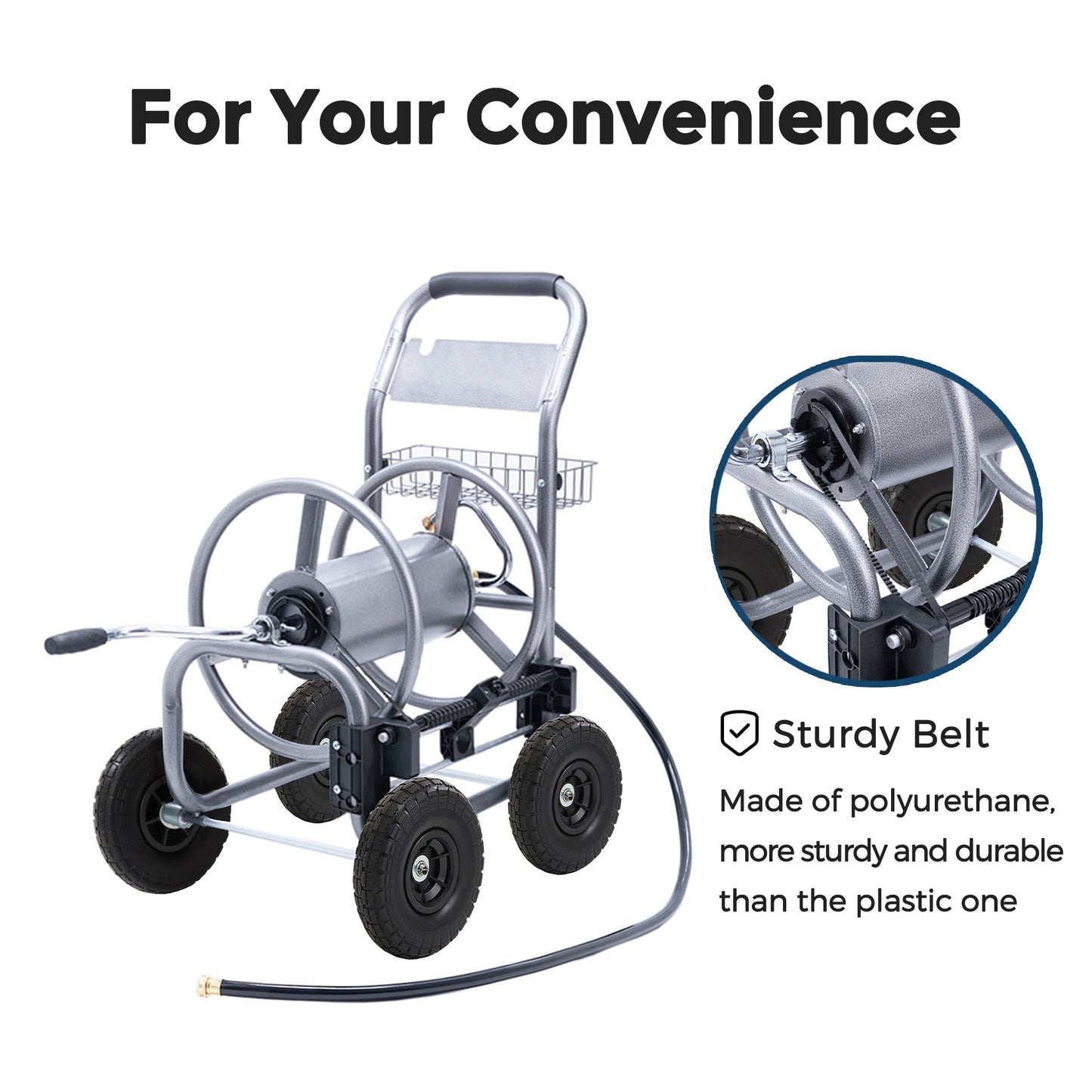 Giraffe Tools Hose Reel Cart With Wheels Outdoor 250-Foot 5/8-Inch Hose
