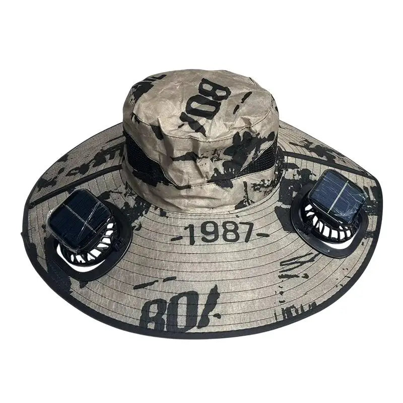 Solar Powered Fan Quick Dry Bucket Hat USB Charging For Men Outdoor