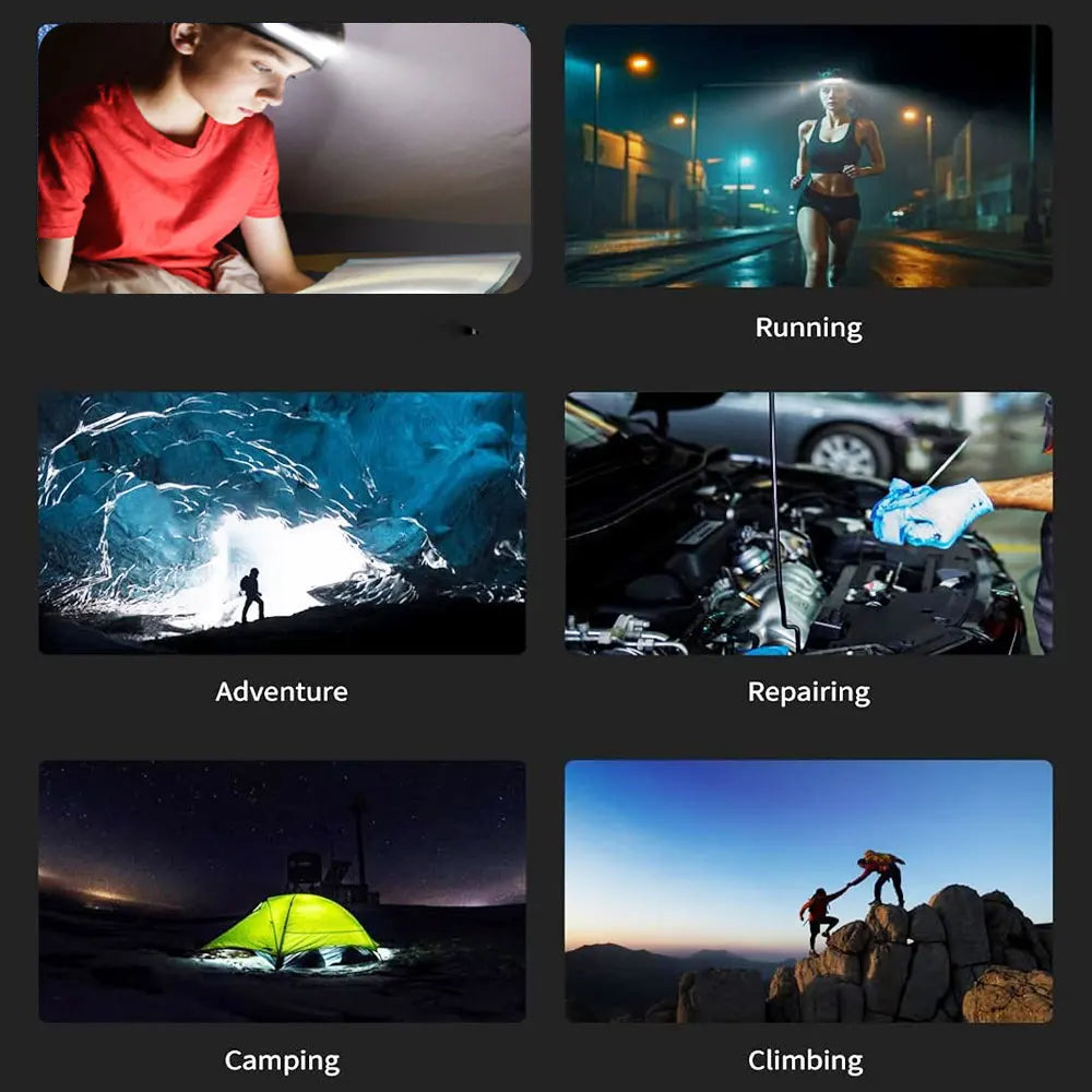 VASTFIRE USB Rechargeable Headlamp 1000mAh Motion Sensor for Camping