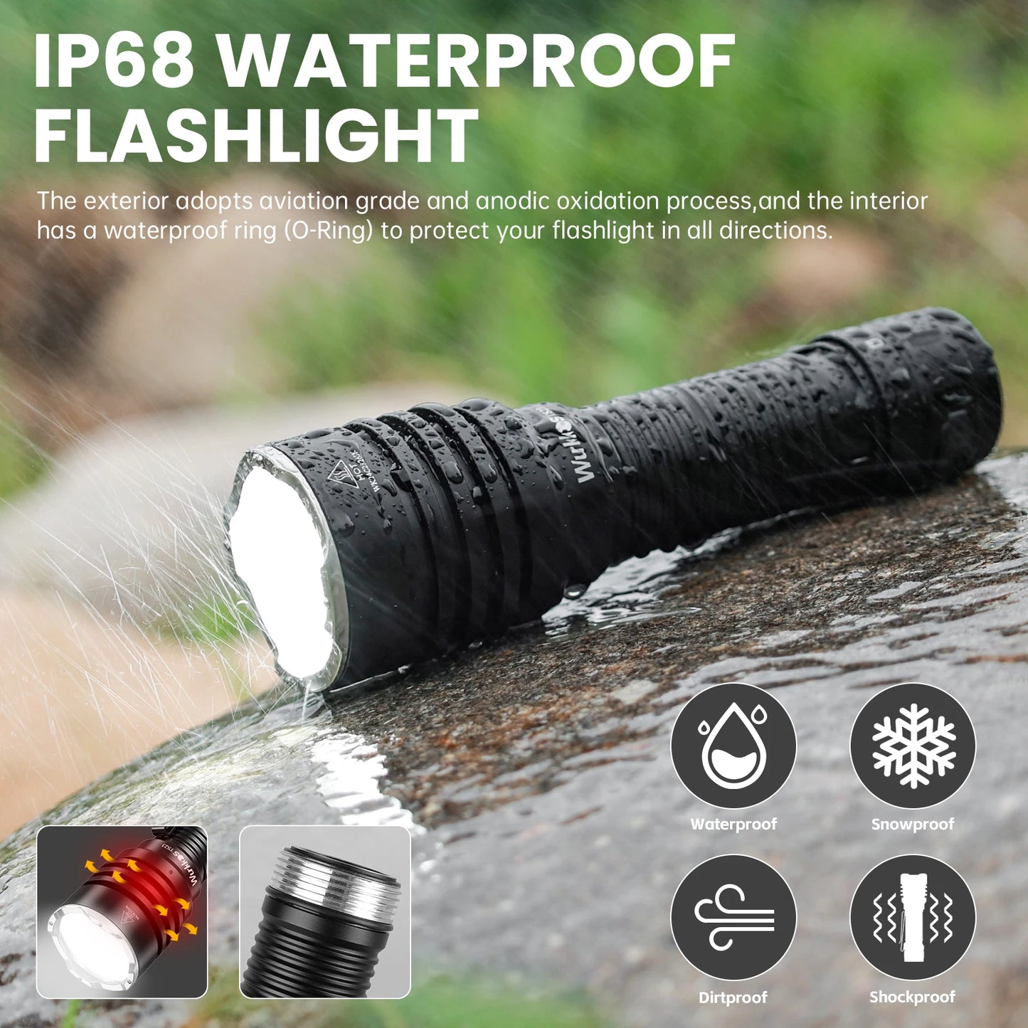 Wurkkos TS23 5000LM Ultra Bright EDC Flashlight IPX8 Tail Switch