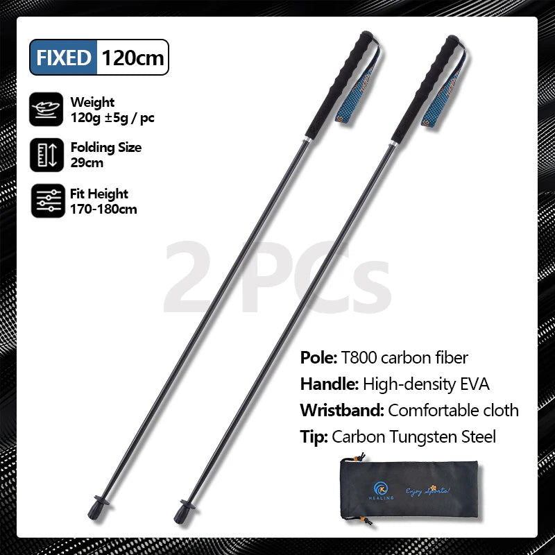 OKHEALING Carbon Fiber Trekking Poles Telescopic Hiking Cane