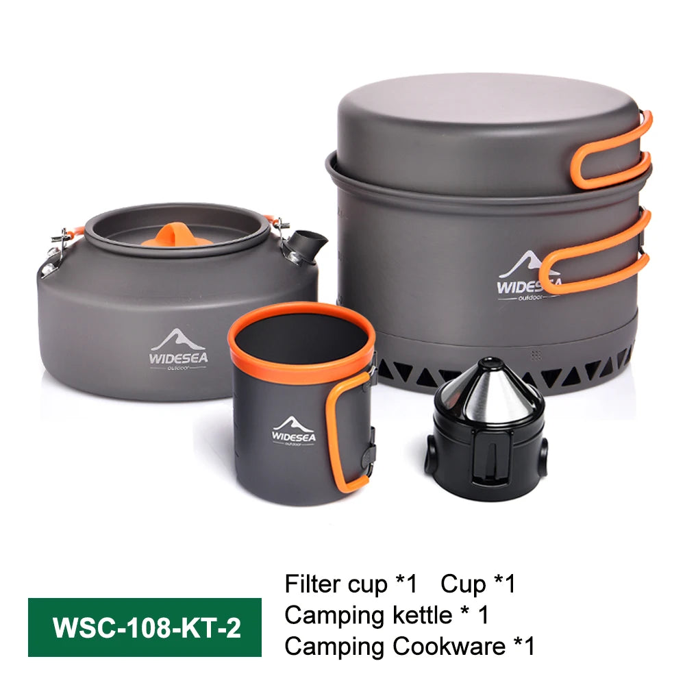 Widesea Outdoor Camping Cookware Set Pots Kettle Coffee Cups Tableware