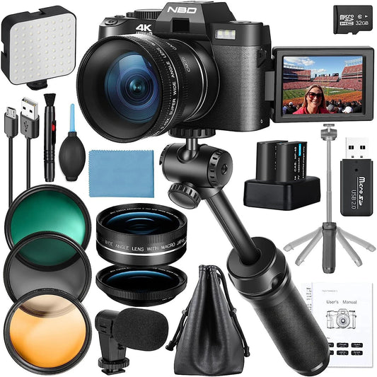 NBD 4K Camera For Vlogging With Microphone And Tripod Grip