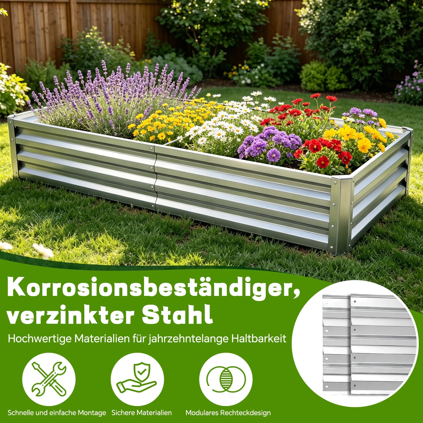 Galvanized Metal Raised Garden Bed Outdoor Planter Box For Vegetables