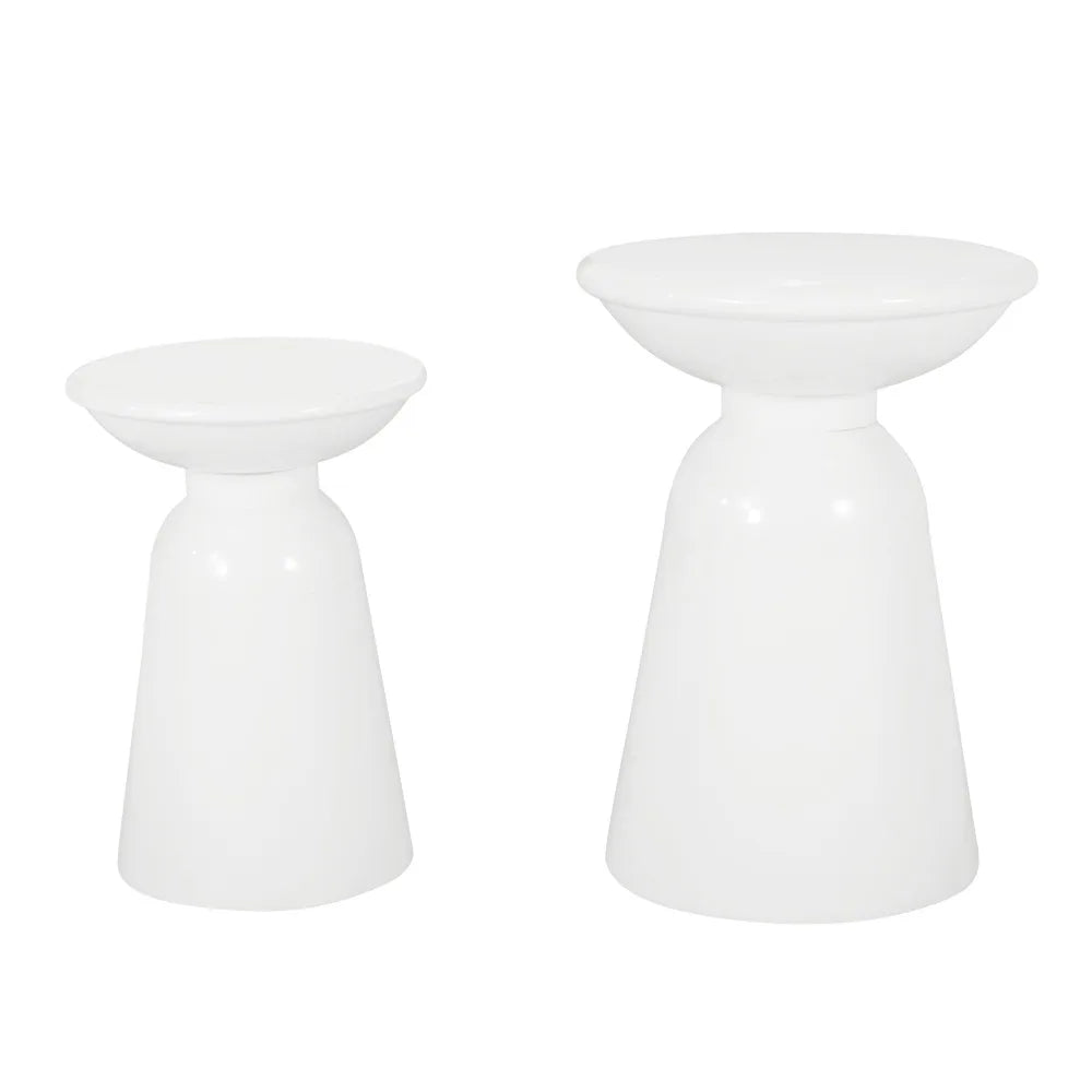 Metal End Tables Set of Two Outdoor Modern Pedestal Design