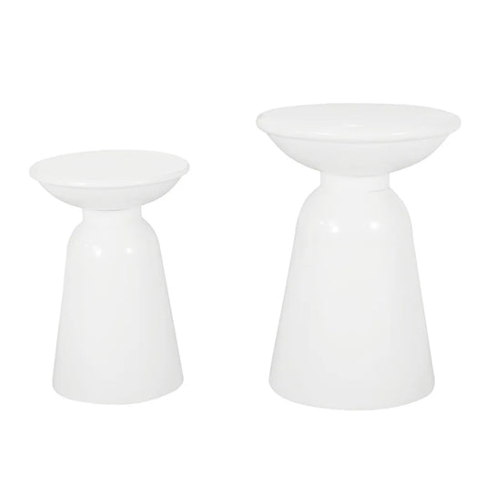 Metal End Tables Set of Two Outdoor Modern Pedestal Design