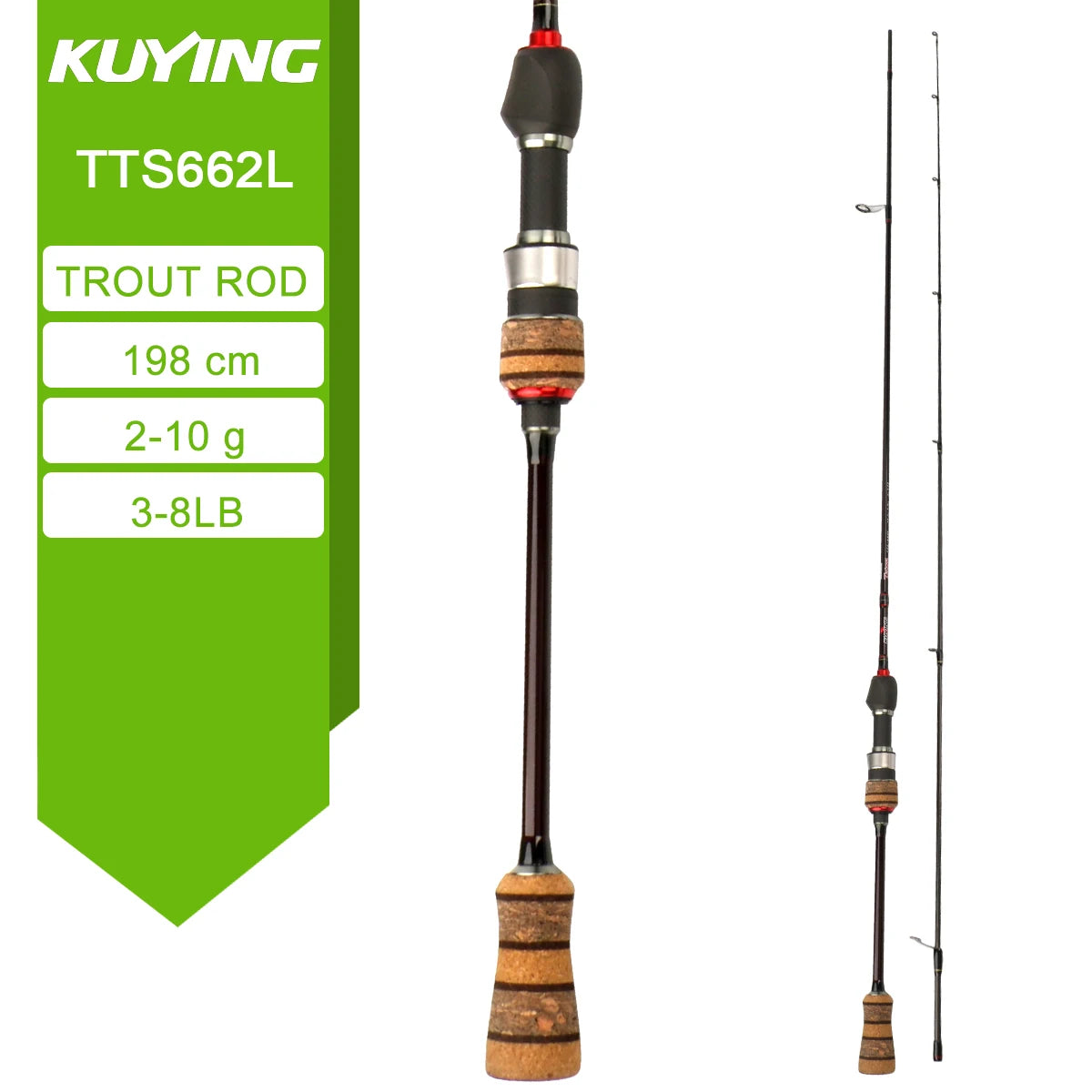 Kuying Teton Spinning Casting Rod BFS Pole Carbon 0.8-8g 1-8lb Fuji Parts