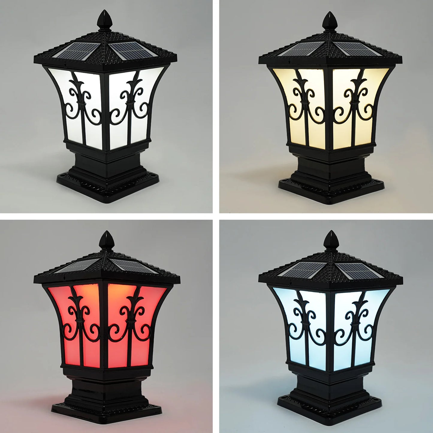 Outdoor Solar Post Light With Remote Control IP44 Water Resistant