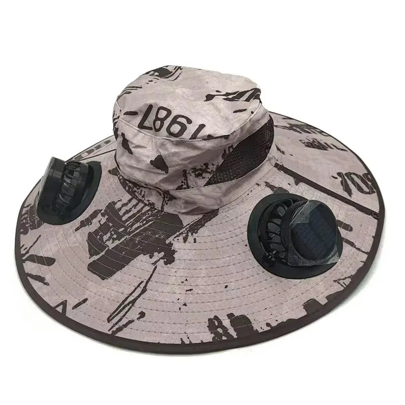 Solar Powered Fan Quick Dry Bucket Hat USB Charging For Men Outdoor