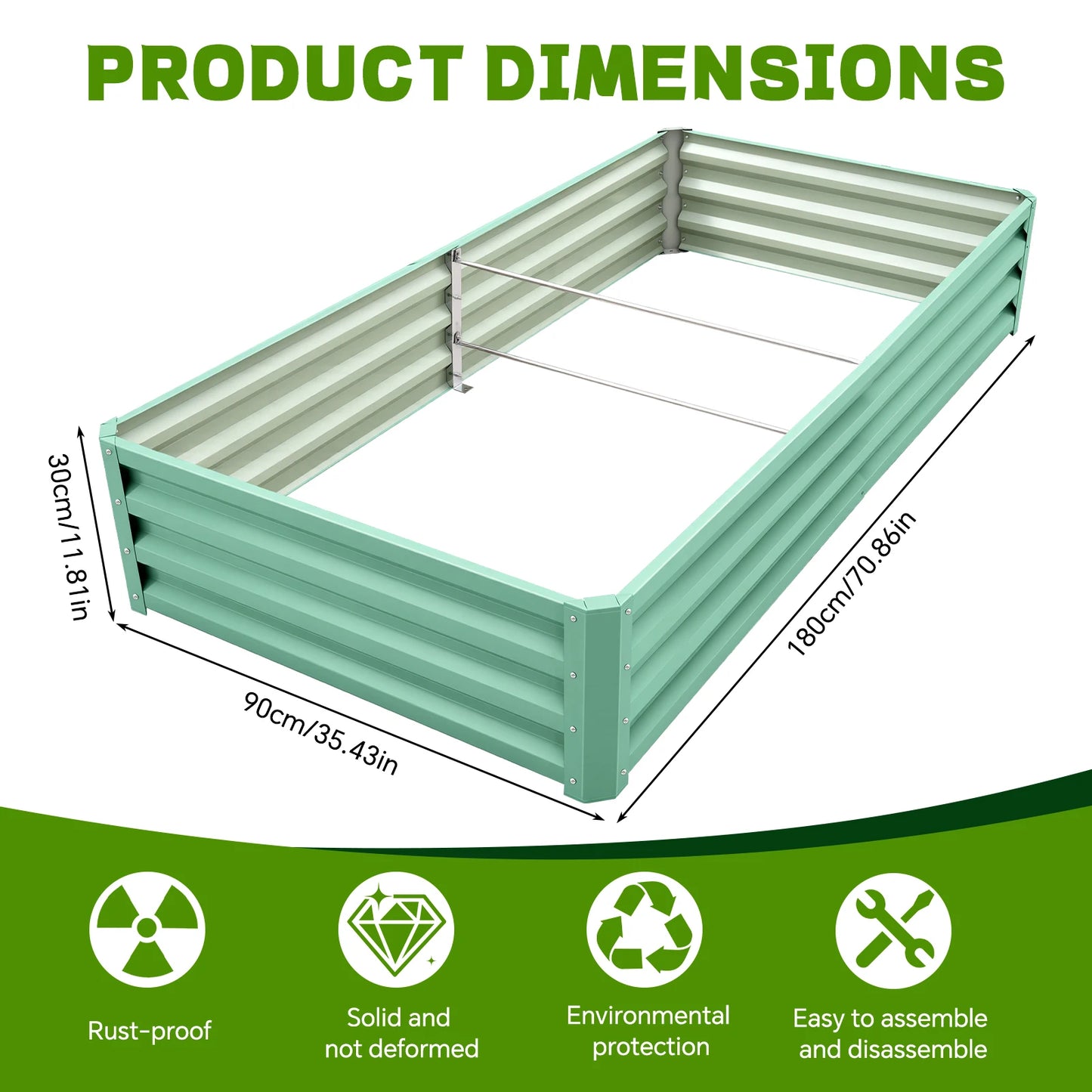 Galvanized Metal Raised Garden Bed Outdoor Planter Box For Vegetables