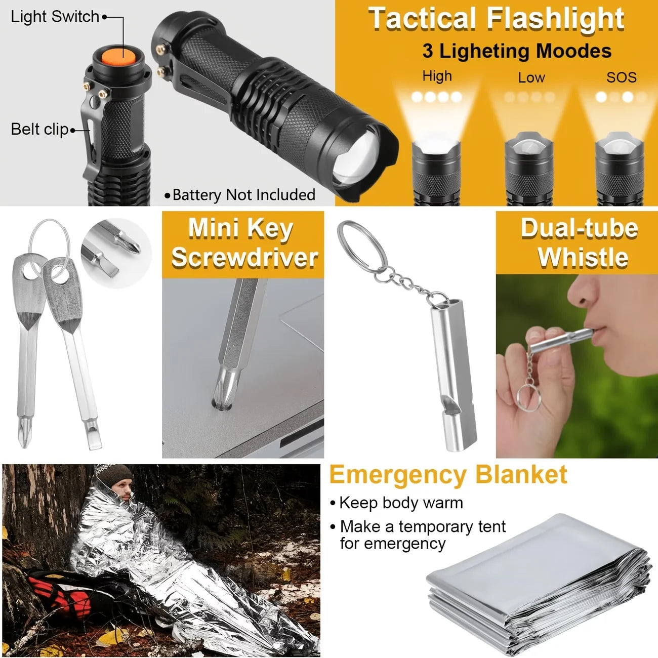 258-Piece Professional Survival And Outdoor Gear Set With Fire Starters