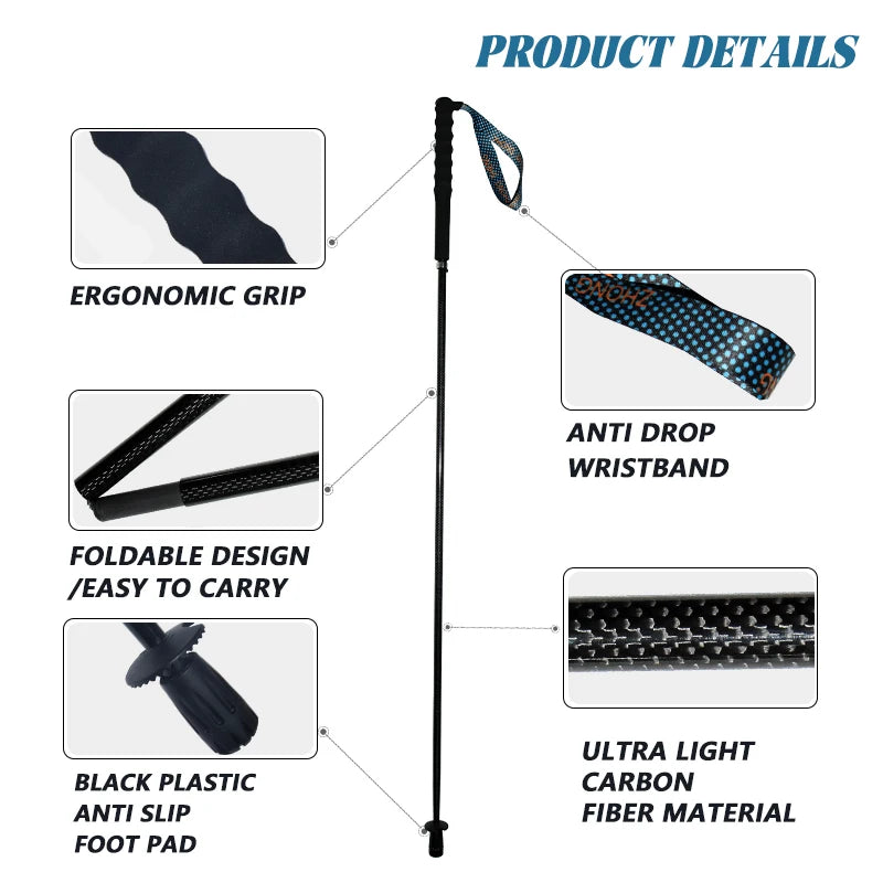 OKHEALING T800 Carbon Fiber Collapsible Trekking Poles