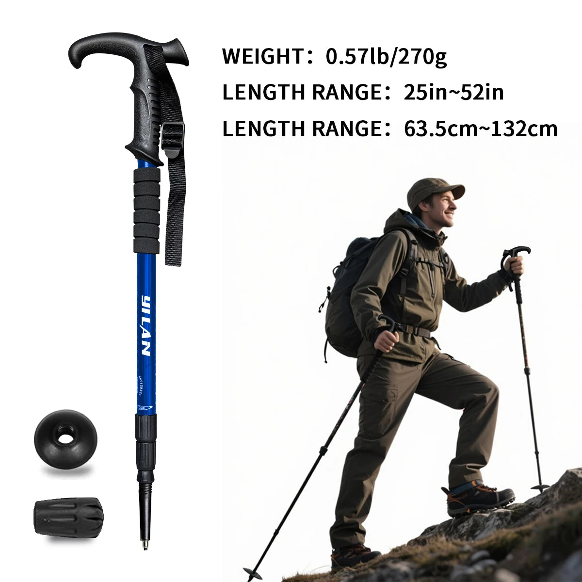 Ultralight Aluminum Hiking Poles With Shock Absorption And Quick Lock