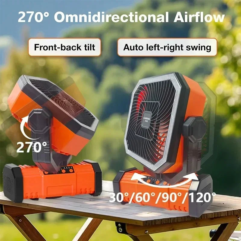 Outdoor Camping Fan With Bluetooth Speaker 20000mAh Battery And Hook