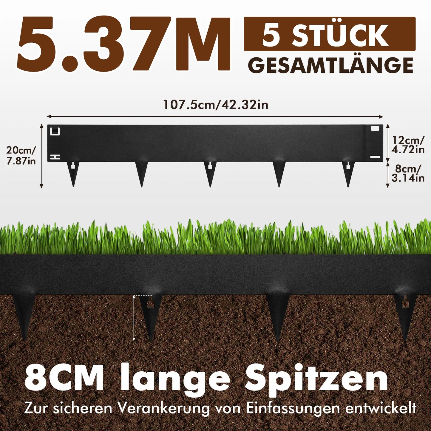Garden Edging Steel Lawn Border No Dig Bendable Pathway Edger