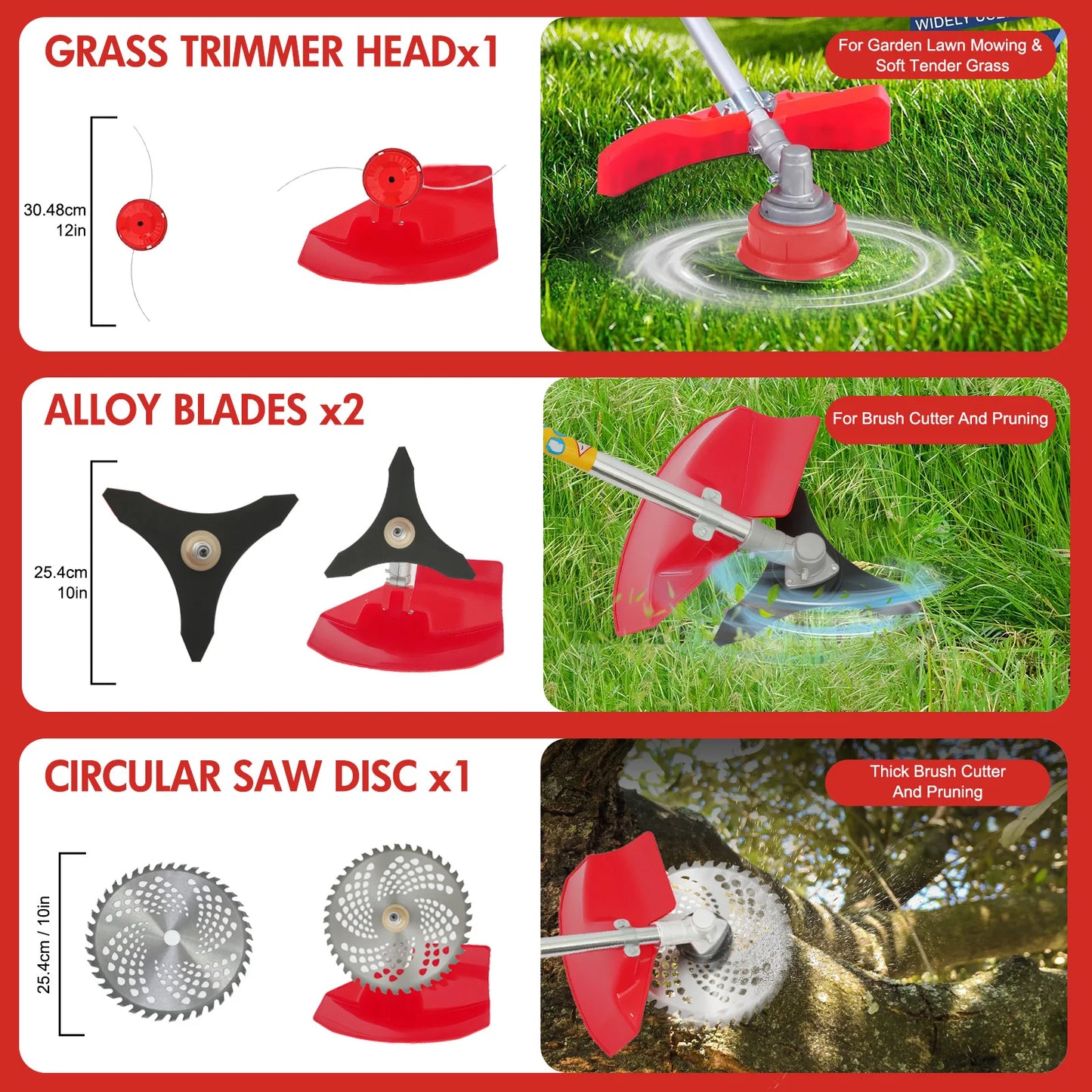 Gasoline Lawn Mower 2-Stroke 4 In 1 With Telescopic Handle