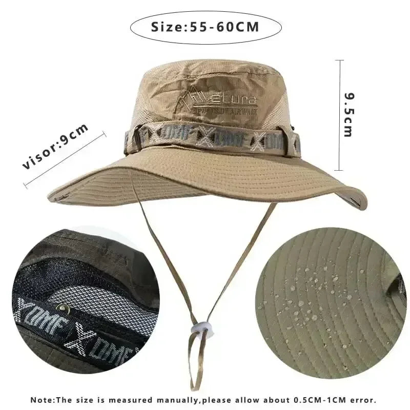 Outdoor UV Protection Bucket Hat With Wide Panama Brim