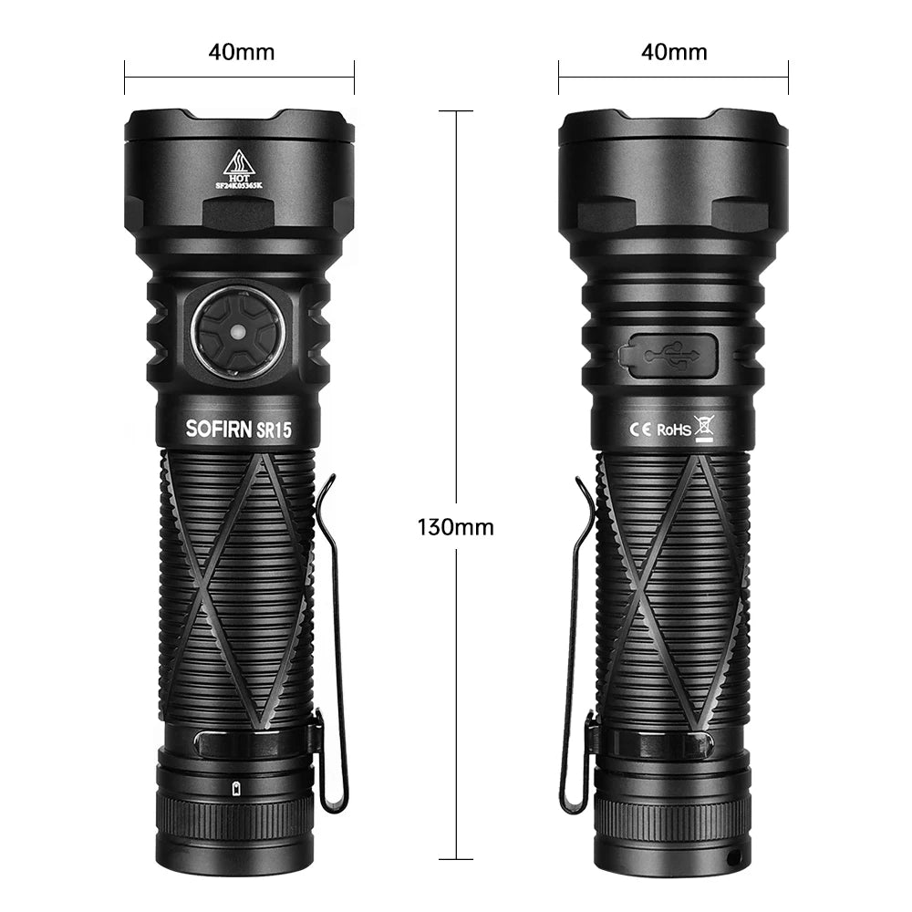 Sofirn SR15 4500LM USB C Rechargeable 21700 LED Flashlight