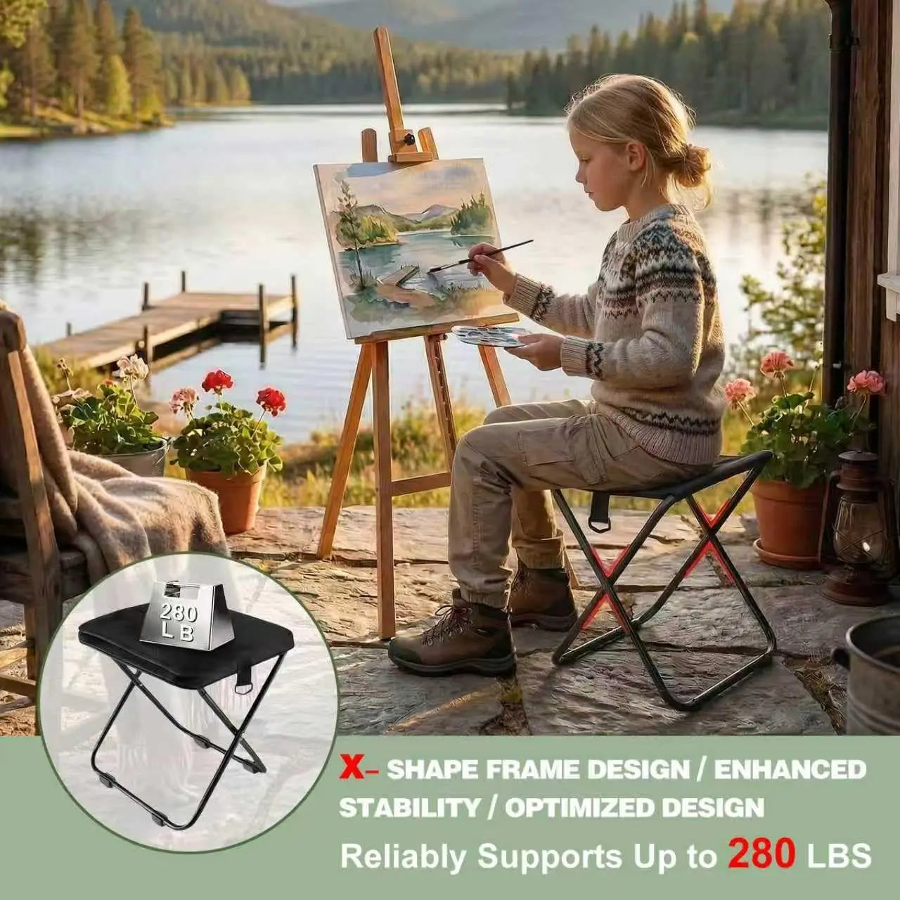 Camping Stool All Terrain Folding Pocket Chair With 270Lbs Capacity