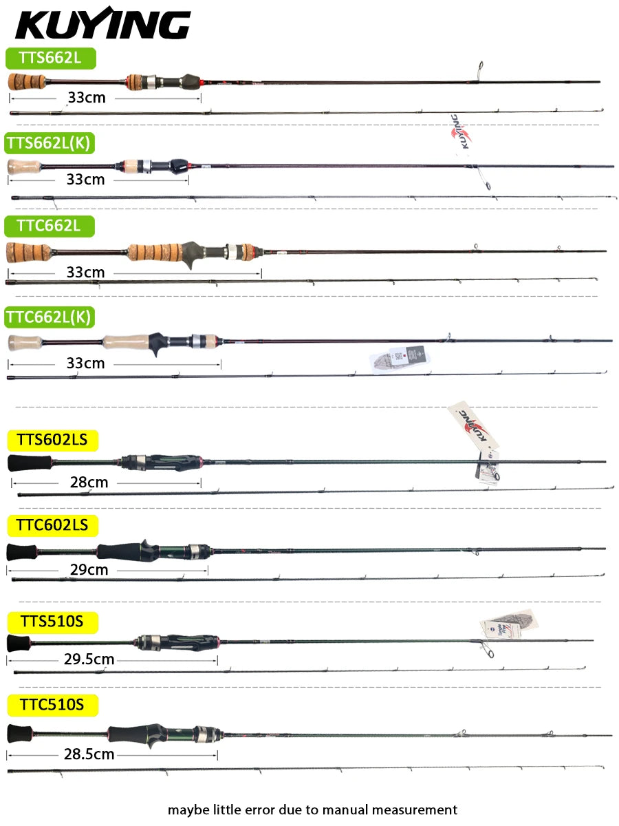 Kuying Teton Spinning Casting Rod BFS Pole Carbon 0.8-8g 1-8lb Fuji Parts