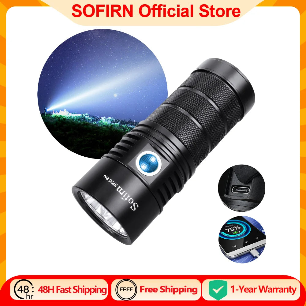 Sofirn SP36 Pro 8000lm LED Flashlight USB C Rechargeable