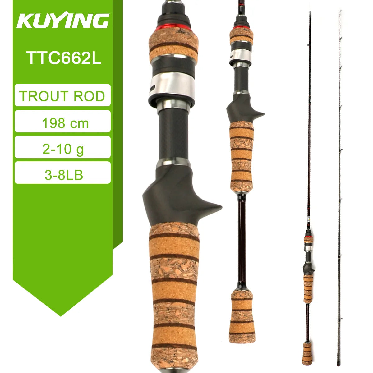 Kuying Teton Spinning Casting Rod BFS Pole Carbon 0.8-8g 1-8lb Fuji Parts