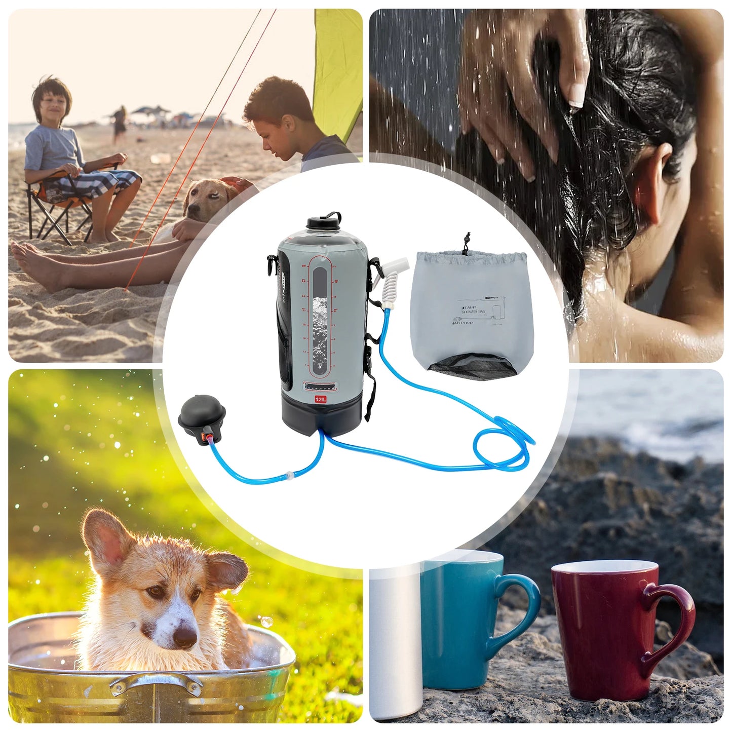Bymaocar Portable Camping Shower Bag for Outdoor Hiking and Travel