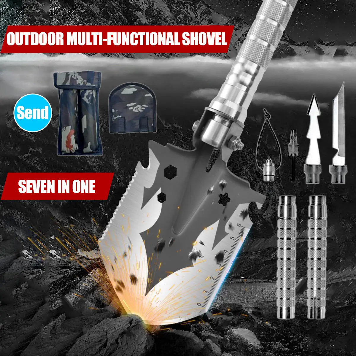 SkywolfEye Multi Tool Detachable Foldable Military Shovel For Outdoor Survival