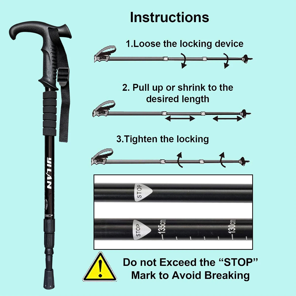 Ultralight Aluminum Hiking Poles With Shock Absorption And Quick Lock