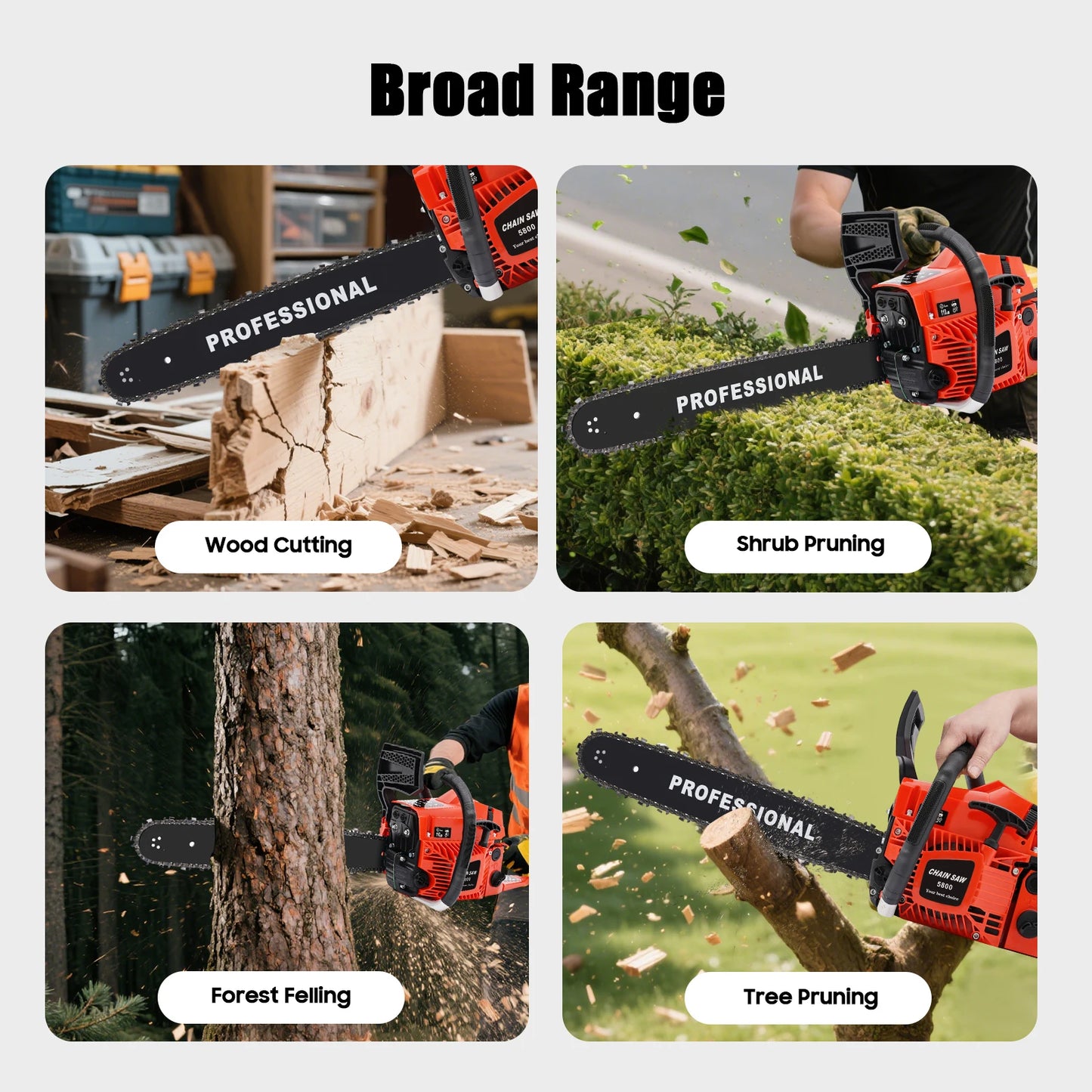 Gas Chainsaw Two Stroke High Performance For Wood Cutting And Pruning