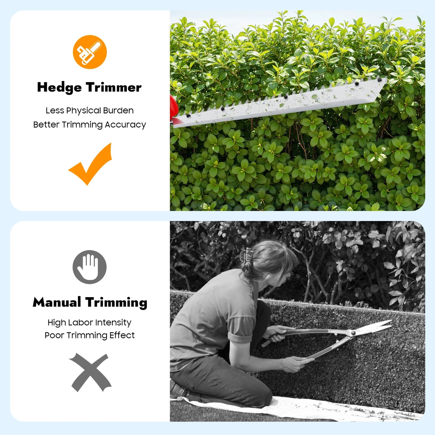 Bymaocar Hedge Trimmer 22.5cc Gas Single Blade Pruning Tool