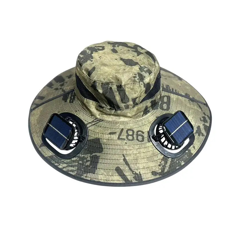Solar Powered Fan Quick Dry Bucket Hat USB Charging For Men Outdoor