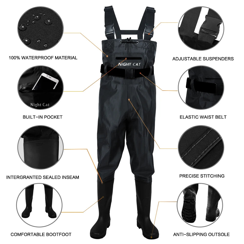 Men's Breathable Nylon Chest Waders for Fishing and Hunting