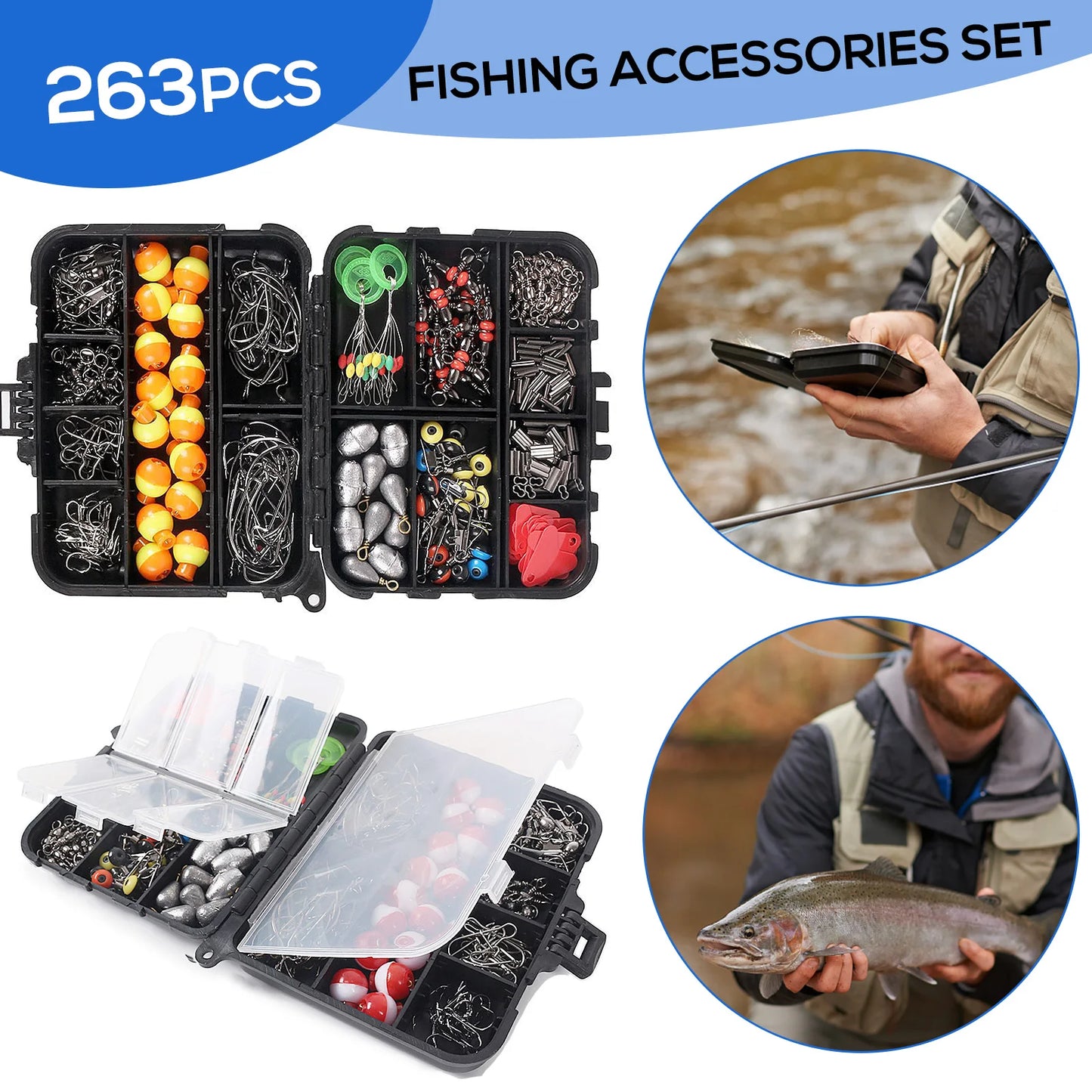 Docooler 263 Piece Fishing Accessories Set Tackle Box