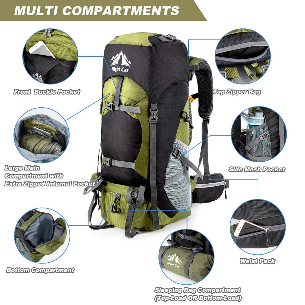 Night Cat Unisex Hiking Backpack Waterproof All Seasons Outdoor Daypack