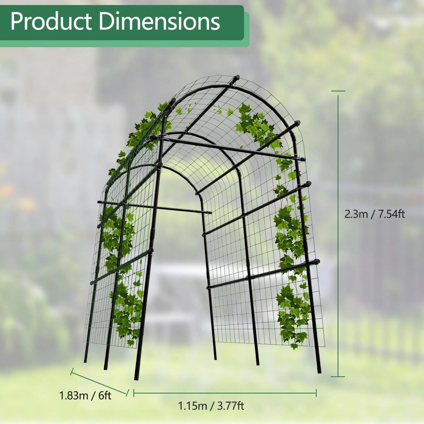 Extra Tall 7.5FT Garden Arch Trellis, 35-45in Adjustable Outdoor Arbor For Climbing Plants, Wedding Party Backdrop Frame