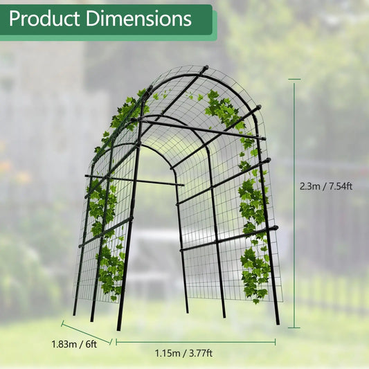 Extra Tall 7.5FT Garden Arch Trellis, 35-45in Adjustable Outdoor Arbor For Climbing Plants, Wedding Party Backdrop Frame