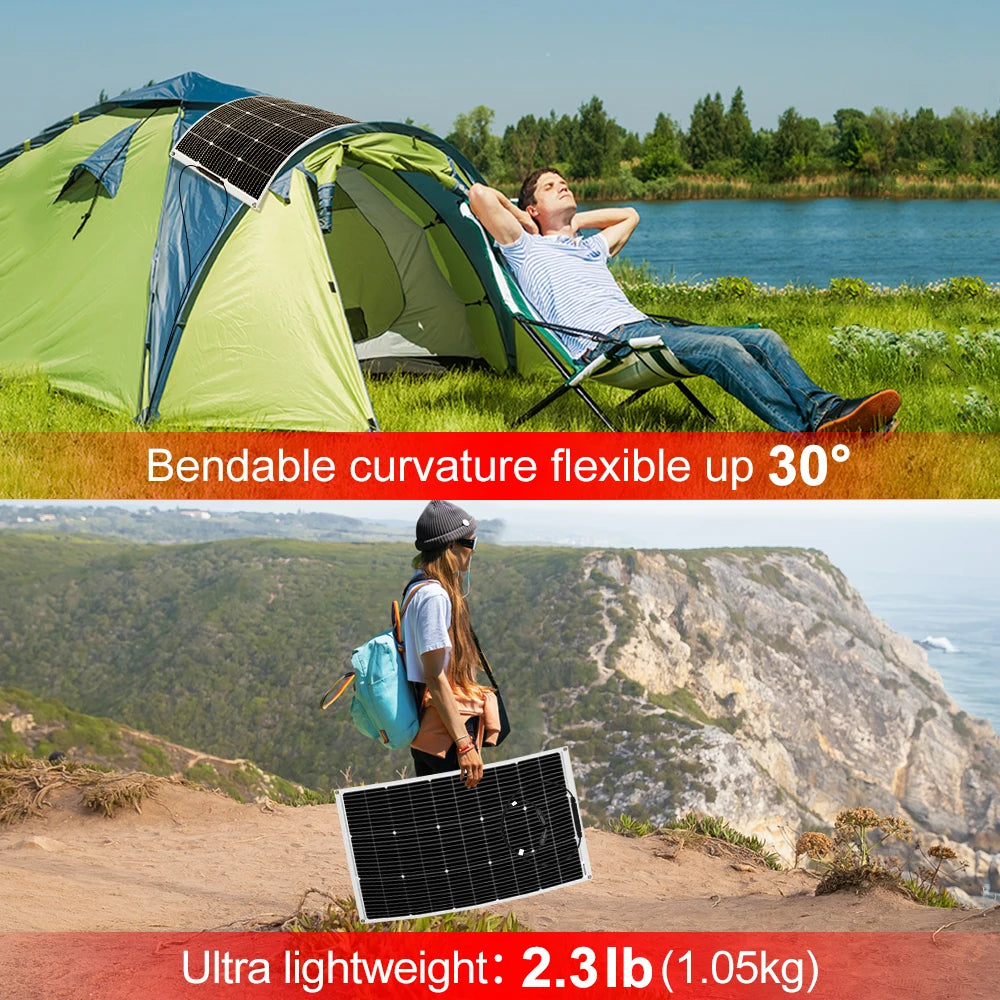DOKIO 100W Flexible Monocrystalline Solar Panel