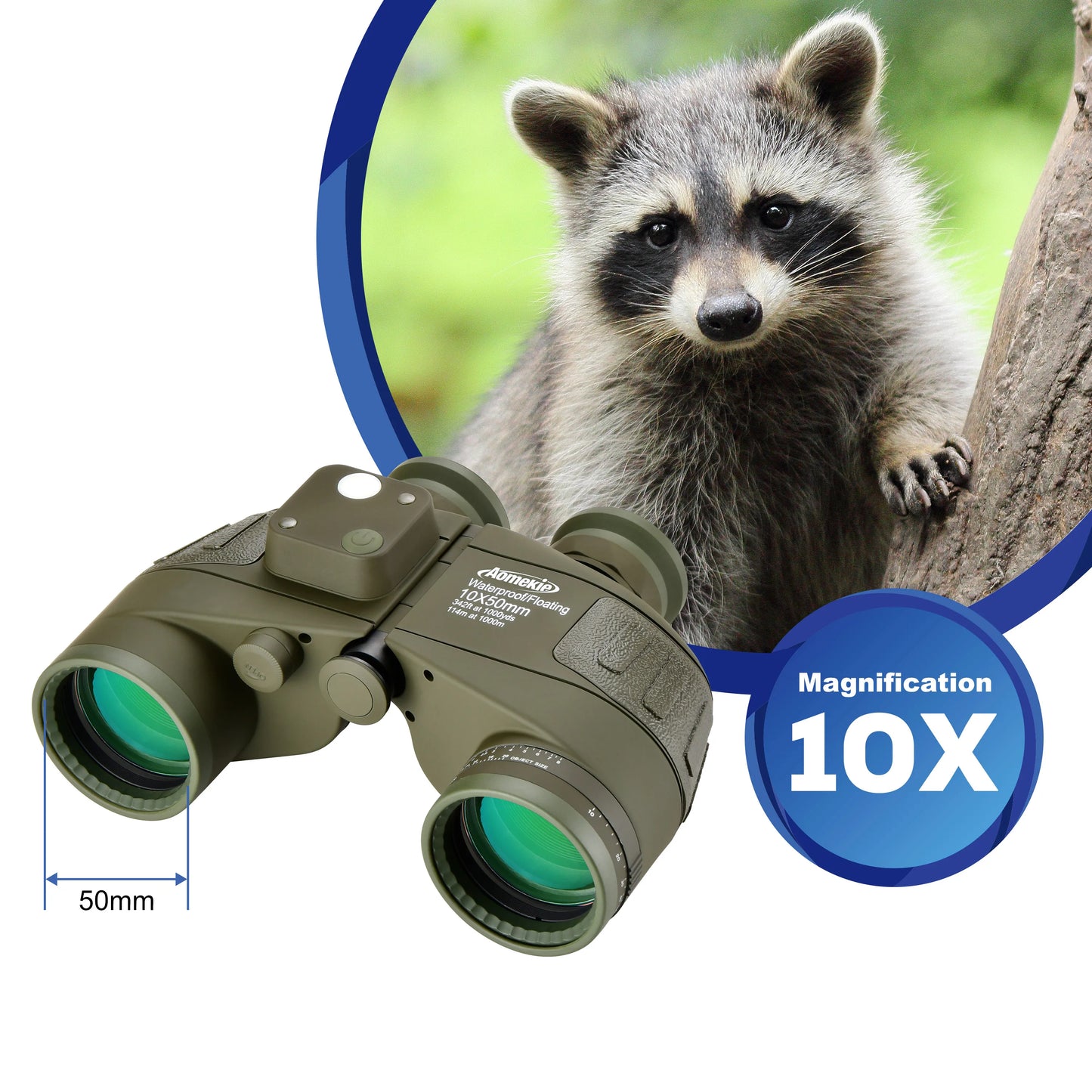 HD Marine Binoculars With Rangefinder Compass BAK4 FMC Lens