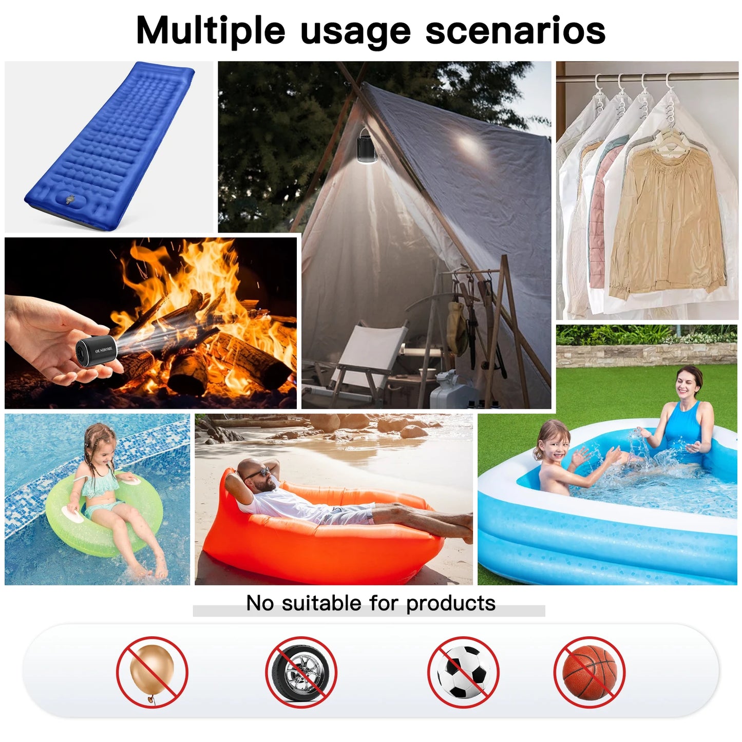 Portable Ultra Mini USB Rechargeable Air Pump For Inflatables Camping