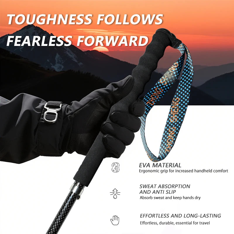 OKHEALING Carbon Fiber Trekking Poles Telescopic Hiking Cane